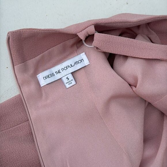 Dress The Population Pink Tessa Spaghetti Strap Halter Mermaid Fitted Midi Dress - Picture 8 of 9